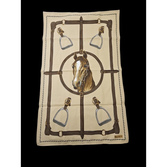 Beauvillé Other - Beauville Horse Stirrups Bridal‎ Patterned Cotton Linen Hand Tea Towel 19x32 EUC